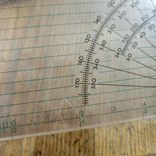 Vintage p-72 navigational course protractor plotter navigation tool 4&#034;x 15&#034;