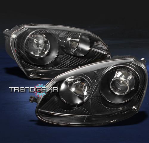 06-09 vw jetta rabbit gti mk5 projector headlights black 07 08 left+right pair