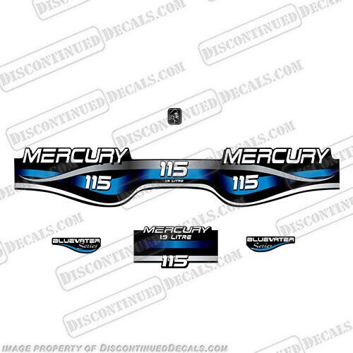 Fits mercury 115hp 1.9l bluewater series decal kit (blue)