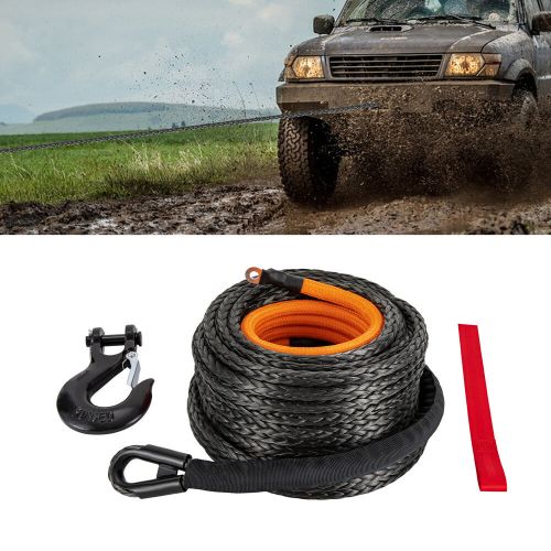 1/2x92ft synthetic winch rope w/ hook 31500lbs car tow recovery cable tow orange