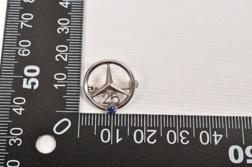 Mercedes-benz 25 years pin silver 835 blue stone anniversary needle-