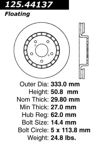 Centric 125.44137 front brake rotor/disc-high carbon rotor-preferred