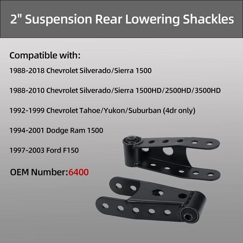 2&#034; rear drop shackles lowering kit for 88-18 chevy silverado gmc sierra 1500