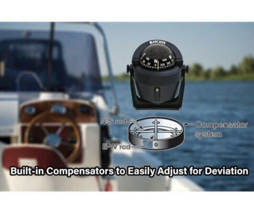 Ritchie navigation explorer blk marine boat compass b51 bracket mount 2.75&#034; dial