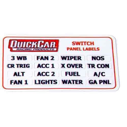 Quickcar racing 50-004 small switch panel stickers for small switch panels 16 va