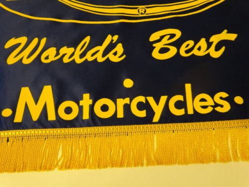 Vintage 1960s triumph world best motorcycle bike shop advertisement satin banner