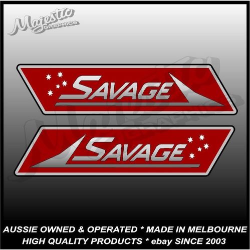 Savage - 360mm x 80mm x 2 - left &amp; right pair - boat decals / stickers - retro