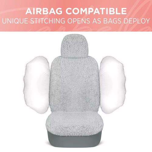 Gray berber fleece car seat covers 2-pack for women fits auto trucks