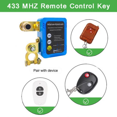 Wireless remote car battery disconnect relay master kill cut-off switch isolator