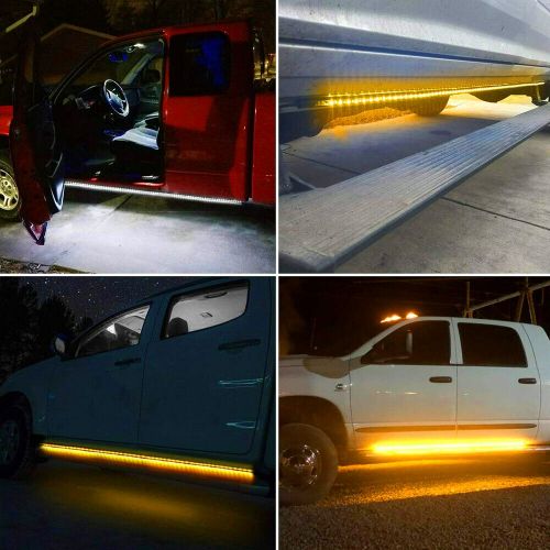 2x 60&#034; running board led light drl step side strip bar white amber turn signal a