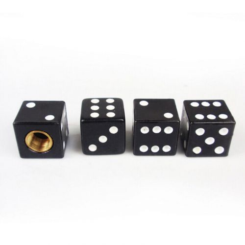 Cool 4x black dice tire air valve stem caps car truck bike atv wheel rims .go