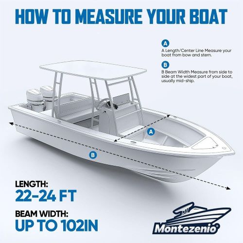 Tsukiko t-top/hard-top boat cover, 900d heavy duty marine grade 22-24 ft 1270