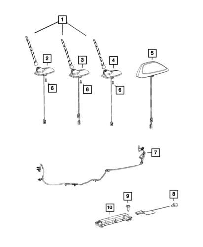 Genuine mopar base cable and bracket antenna 5064642ae
