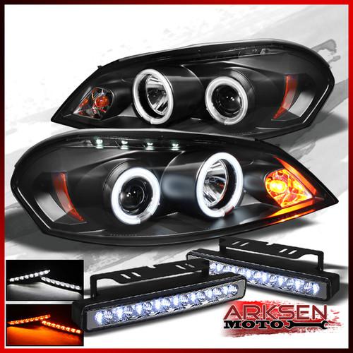 White/amber led fog+06-13 chevy impala ccfl halo led black projector headlights