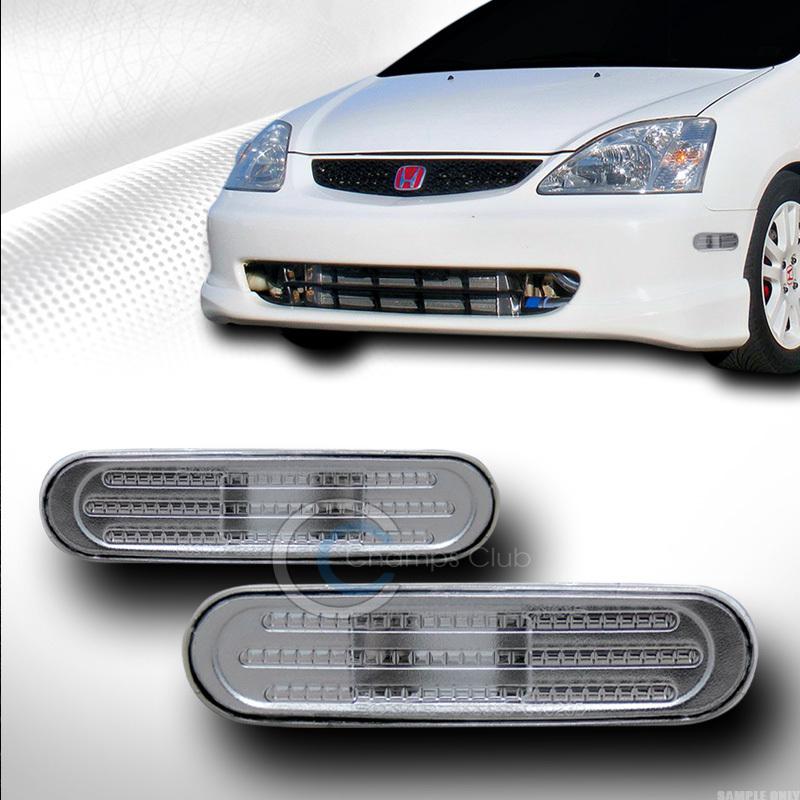 Jdm clear front/rear parking bumper side marker lights 02-05 honda civic ep3 si