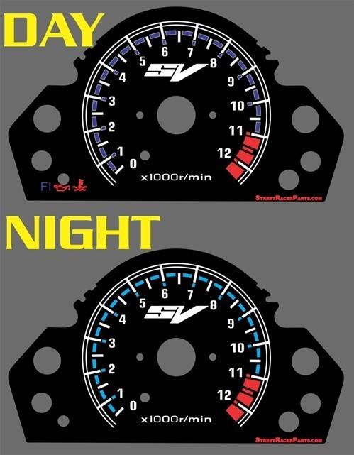 Suzuki sv650 sv 650 s 2003 2004 2005 black face glow gauge mph kmh custom