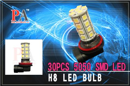 2x warm white 4000k 30 5050-smd h11/ h8 led fog drl lights bulbs fixed current