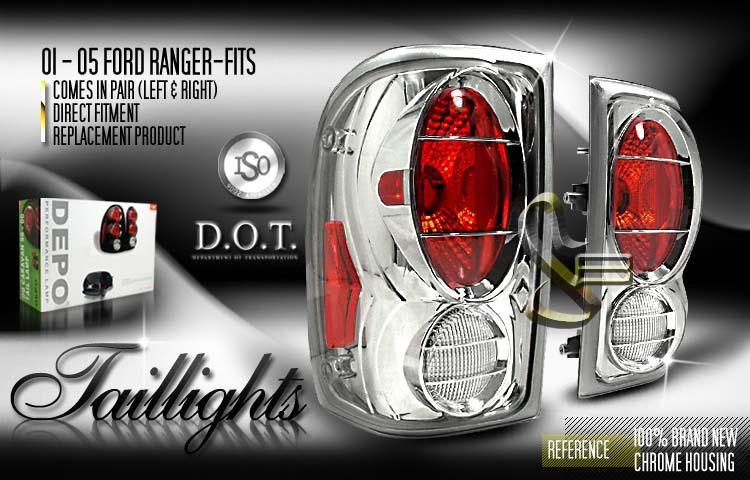 Depo pair euro style chrome altezza tail lights 01-05 ford ranger w/o stx model