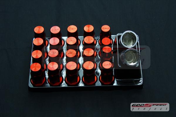 Godspeed type-4 wheel rim racing lug nuts 50mm 20 pcs w/ lock m12 x 1.25mm red