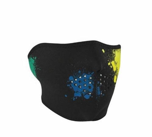 Glow in the dark motorcycle biker, ski mobile neoprene half face mask - splatter