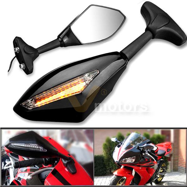 2x black integrated led turn signal mirror for kawasaki ninja 250r 500 ex zx6r