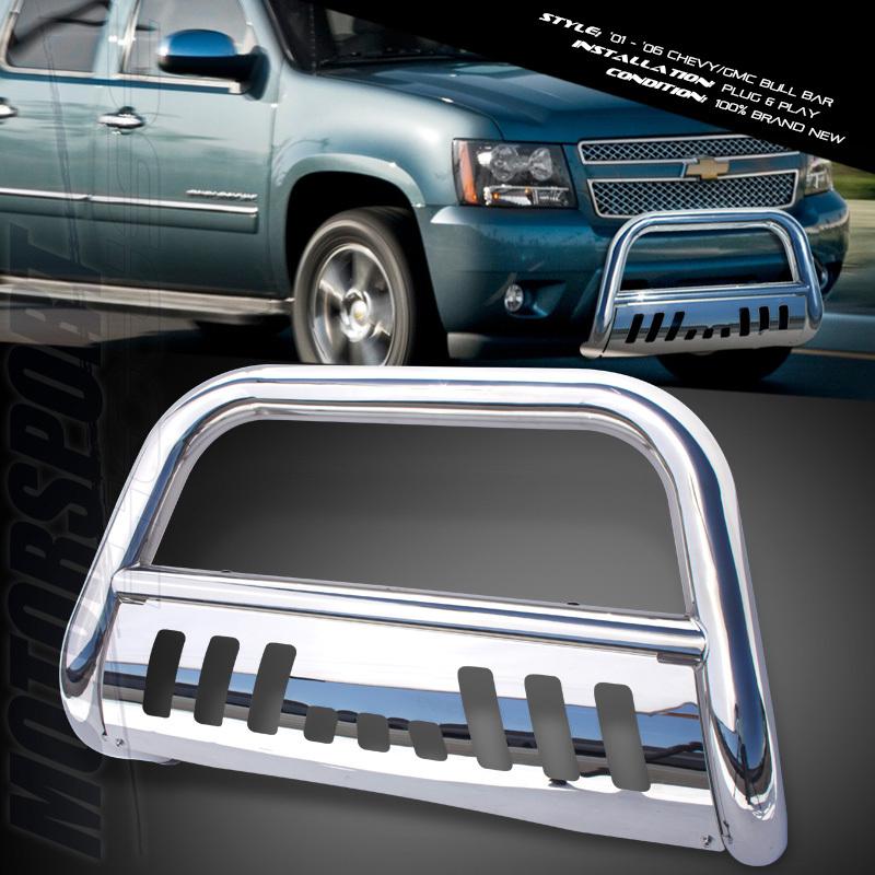 Gmc sierra yukon xl stainless steel chrome bumper grille bull guard bar 01-06 pu