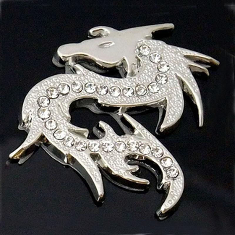 Silver chinese dragon car sticker auto bike 3d chrome decal sticker aa07