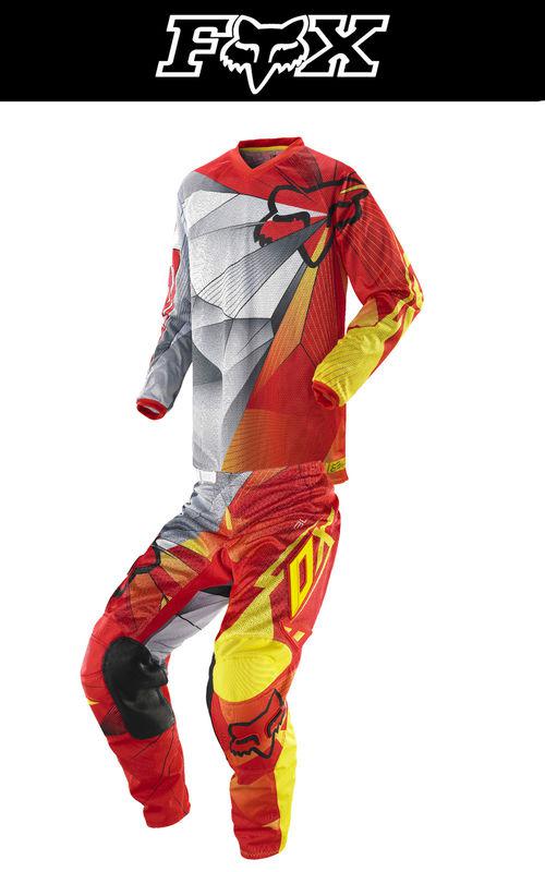 Fox racing hc jersey & 180 pant radeon airline red yellow combo kit dirtbike atv