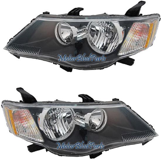 07-09 mitsubishi outlander halogen headlights headlamps left + right pair