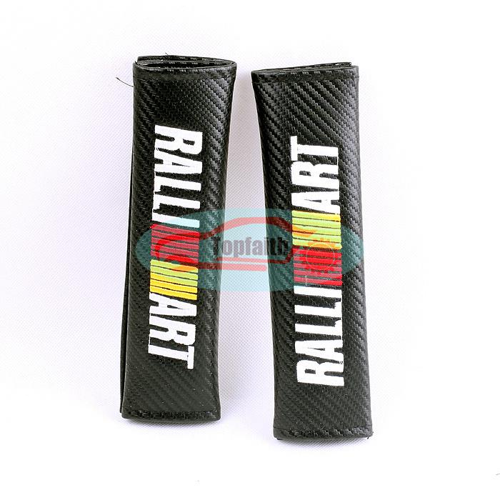 2x carbon fiber embroidery seat belt shoulder pad cushions for ralliart 