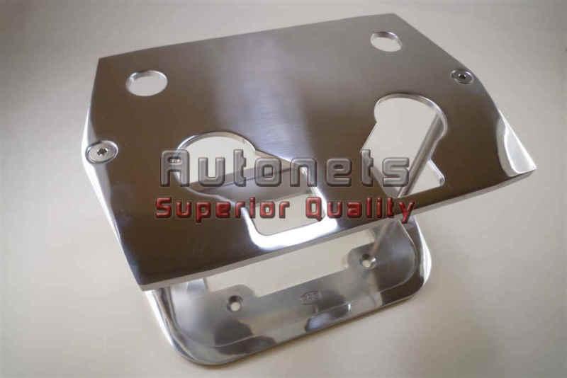 Polished aluminum smooth plain battery tray group 34/78 blue red yellow top