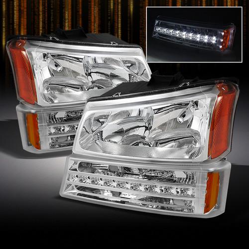 03-06 chevy silverado avalanche crystal headlights+led bumper signal light lamp