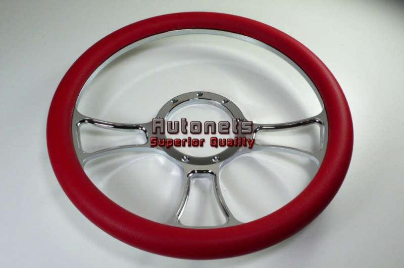 Red leather trinity camaro impala hot rod steering wheel aluminum