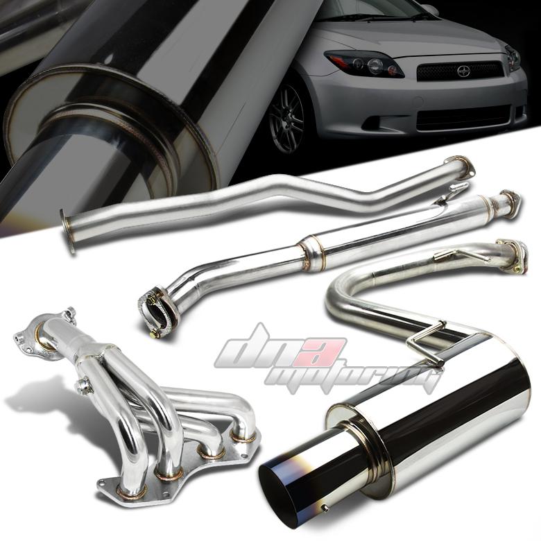 05-10 scion tc 4" burnt tip muffler catback cat back+4-1 header exhaust system