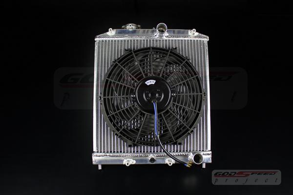 Gsp civic b16 b18 d15 d16 vtec dohc eg ek 52mm 3-r aluminum radiator + 12" fan 