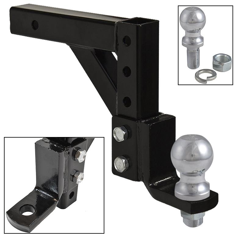 10" adjustable trailer drop hitch ball mount 2" receiver w/ 1-7/8" hitch new