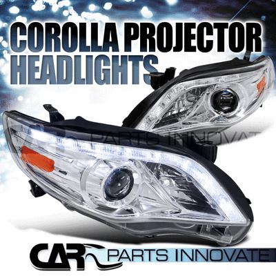 Toyota 11-12 corolla le s projector headlights+led drl driving lamp chrome