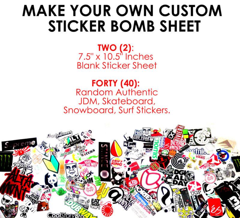 X2 custom blank sticker bomb graffiti wrap sheet jdm skate snowboard lot #au121