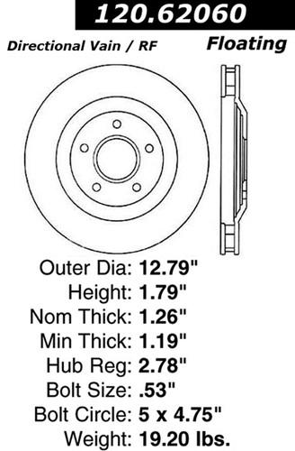 Centric-power slot 127.62060r stoptech sport rotors 97-08 corvette xlr