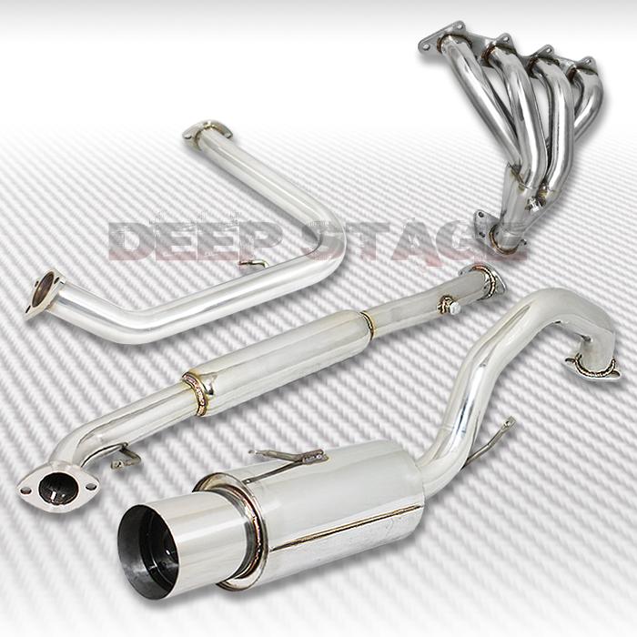 Stainless cat back exhaust 4" tip muffler 00-05 mitsubishi eclipse 3g v6 gt/gts