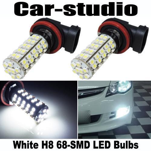 2pcs white 68-smd h8 replacement led drl driving fog lights bulbs fog lamps #f5