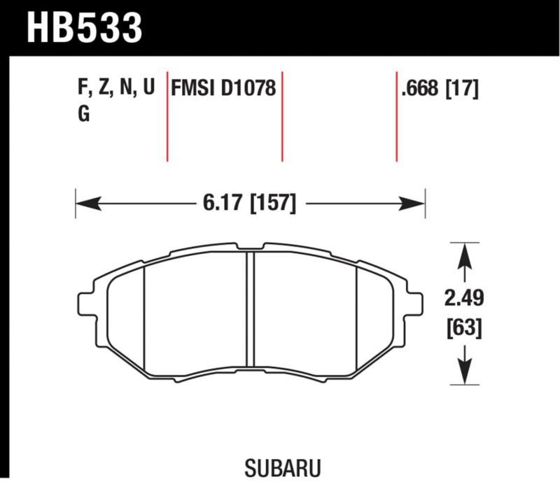 Hawk performance hb533f.668 disc brake pad 05-12 legacy outback tribeca