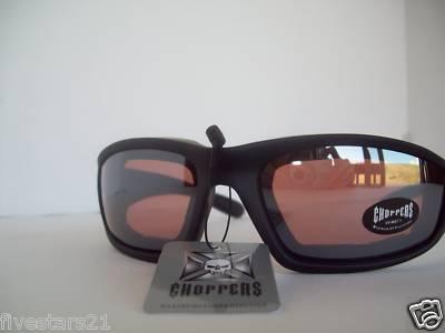 Chopper mirrored amber foam padded goggles sunglasses 