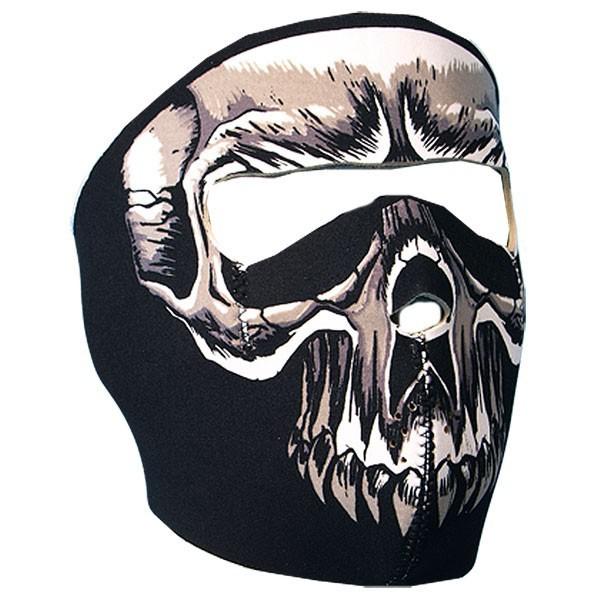 2-n-1 reversible motorcycle biker, skiers neoprene mask - full face evil skull