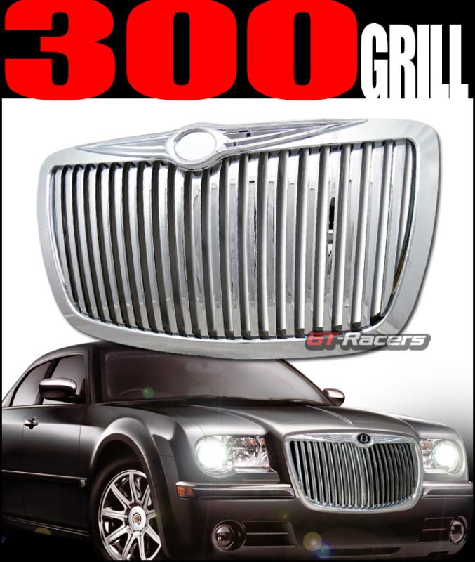 Chrome vertical style front hood bumper grill grille 2004-2010 chrysler 300 300c