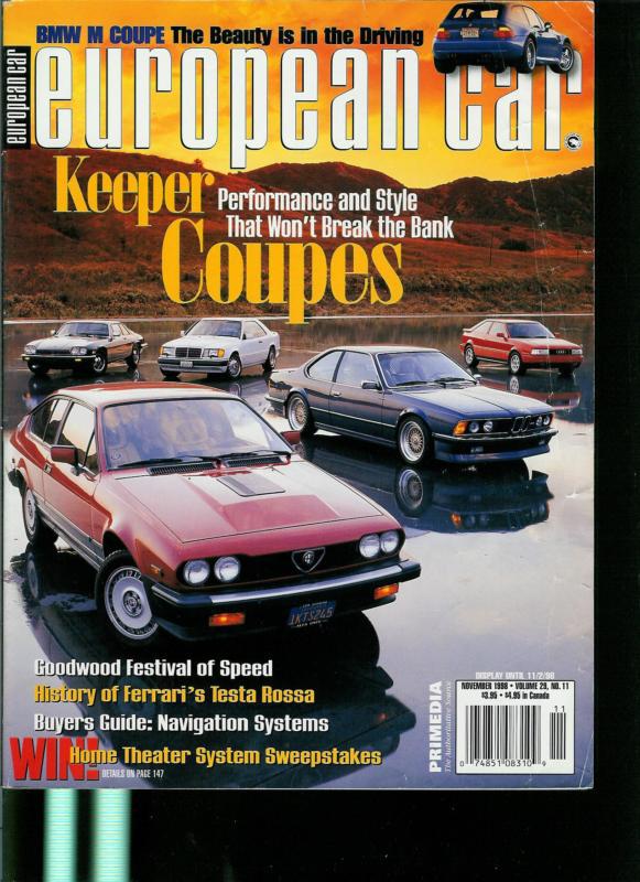 European car magazine old vintage november  1998