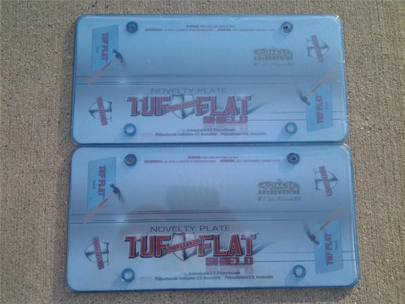 Pair of 76400 tuf flat shield license plate covers blue cruiser accessories new!