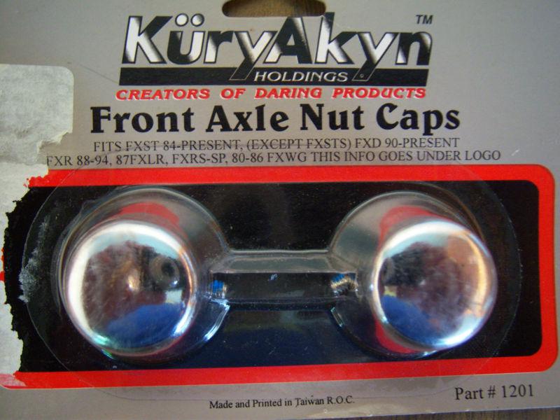 Harley kuryakyn chrome front axle nut caps covers fxr softail sportster 1201