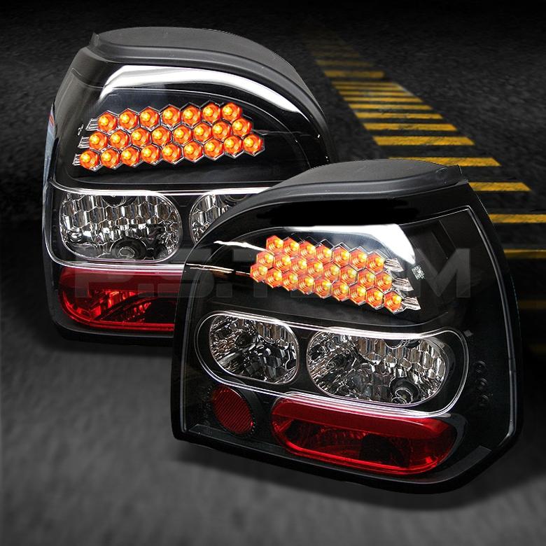 92-98 volkswagen golf iii mk3 black led tail brake lights lamps pair left+right