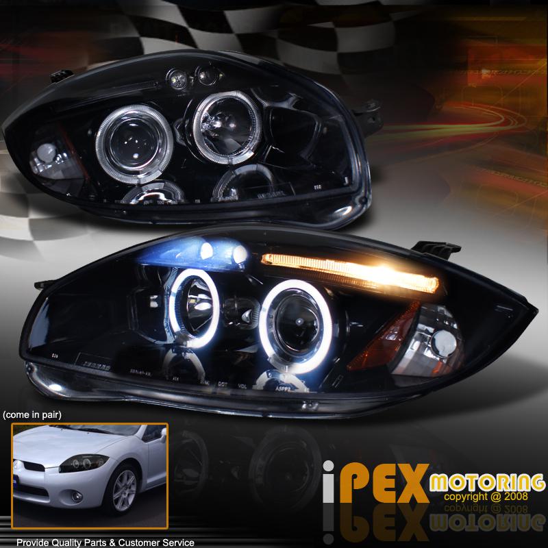 2006-2011 mitsubishi eclipse special shiny black led halo projector headlights